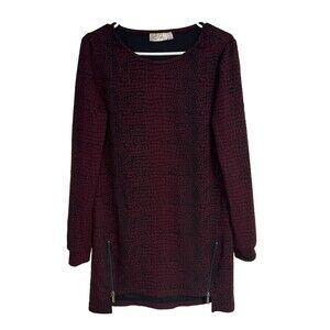 Rd Style Stitch Fix Red Jacquie Dress Knit Zipper Detail Size Small Maroon Black